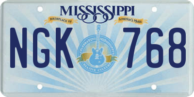 MS license plate NGK768