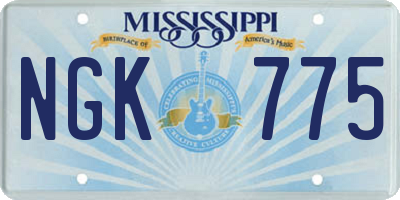 MS license plate NGK775