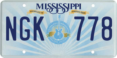 MS license plate NGK778