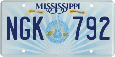 MS license plate NGK792