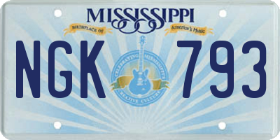 MS license plate NGK793