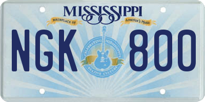 MS license plate NGK800