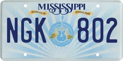 MS license plate NGK802