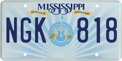 MS license plate NGK818