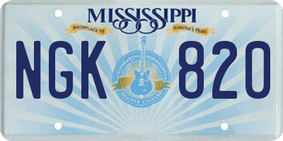 MS license plate NGK820