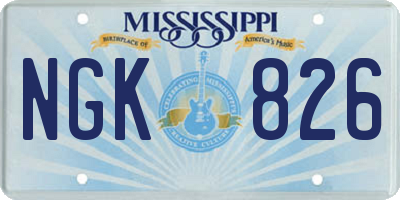 MS license plate NGK826