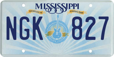 MS license plate NGK827