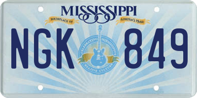 MS license plate NGK849