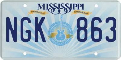 MS license plate NGK863
