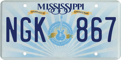MS license plate NGK867