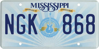 MS license plate NGK868