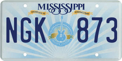 MS license plate NGK873