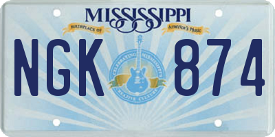 MS license plate NGK874