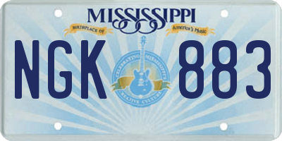 MS license plate NGK883
