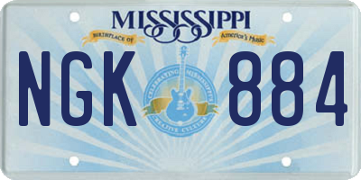 MS license plate NGK884