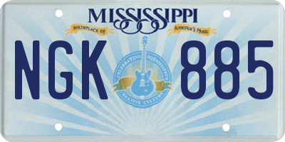 MS license plate NGK885