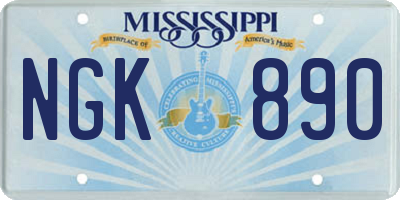MS license plate NGK890