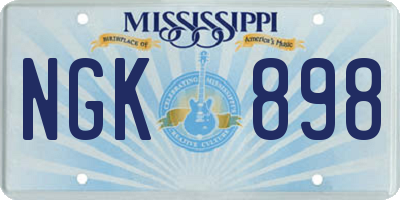 MS license plate NGK898