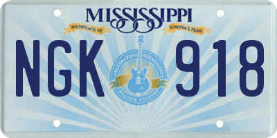 MS license plate NGK918