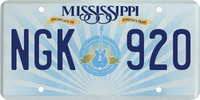 MS license plate NGK920