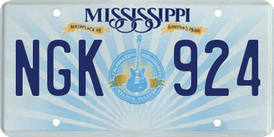 MS license plate NGK924