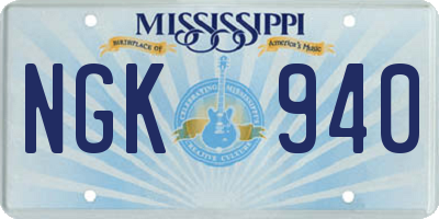 MS license plate NGK940