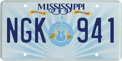 MS license plate NGK941