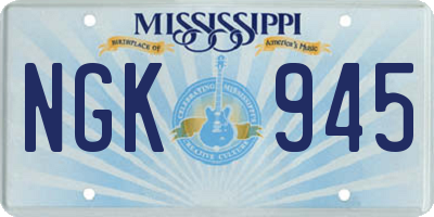MS license plate NGK945