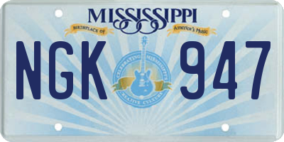 MS license plate NGK947