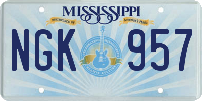MS license plate NGK957