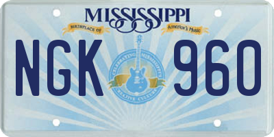 MS license plate NGK960