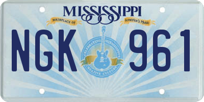 MS license plate NGK961