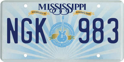 MS license plate NGK983