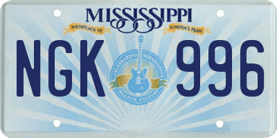 MS license plate NGK996