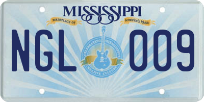 MS license plate NGL009