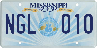 MS license plate NGL010