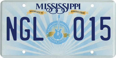 MS license plate NGL015