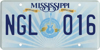 MS license plate NGL016