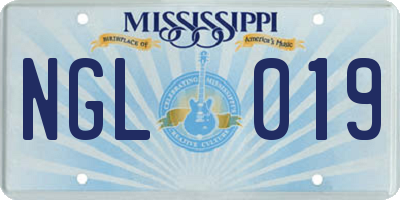 MS license plate NGL019