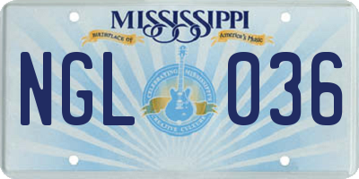 MS license plate NGL036