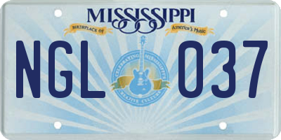 MS license plate NGL037