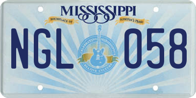 MS license plate NGL058