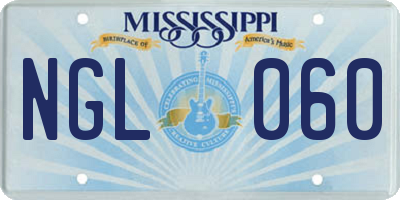 MS license plate NGL060