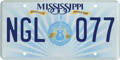 MS license plate NGL077