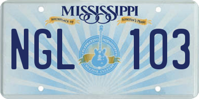 MS license plate NGL103