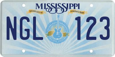 MS license plate NGL123