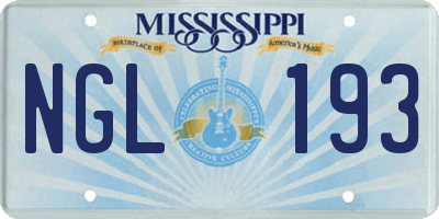 MS license plate NGL193