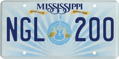 MS license plate NGL200