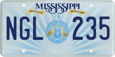MS license plate NGL235