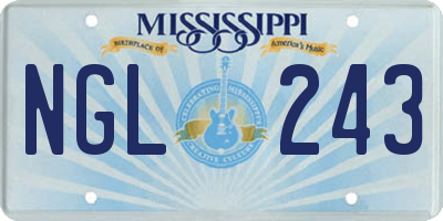 MS license plate NGL243
